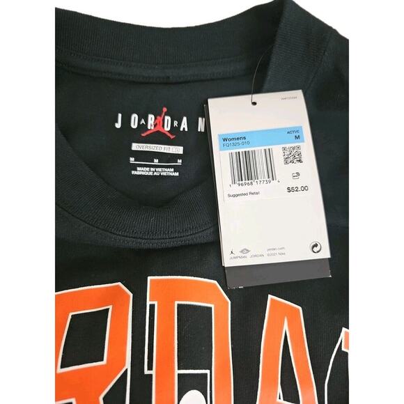 Jordan Michael Jordan~Woman Size M~Black Oversized Fit Active T-shirt Cotton NWT - Picture 13 of 14